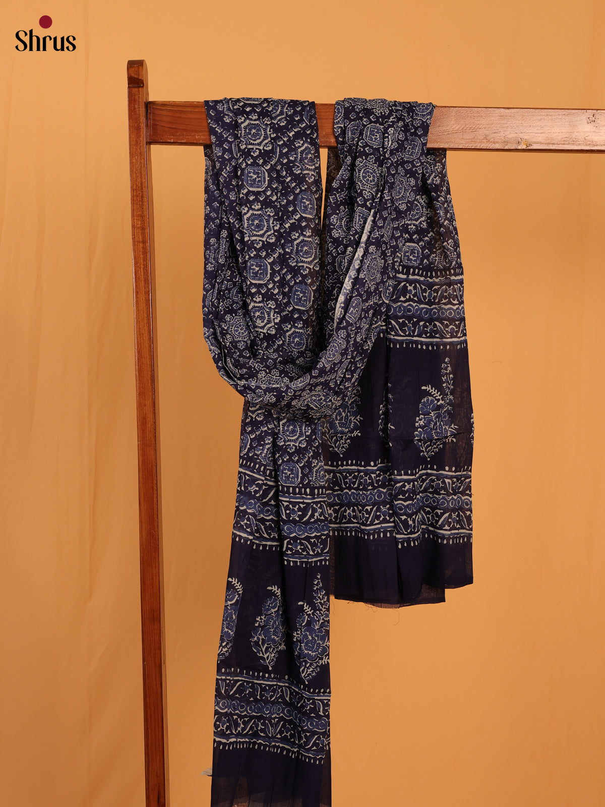 Blue Ajrakh Print Cotton Dupatta - MCL28129