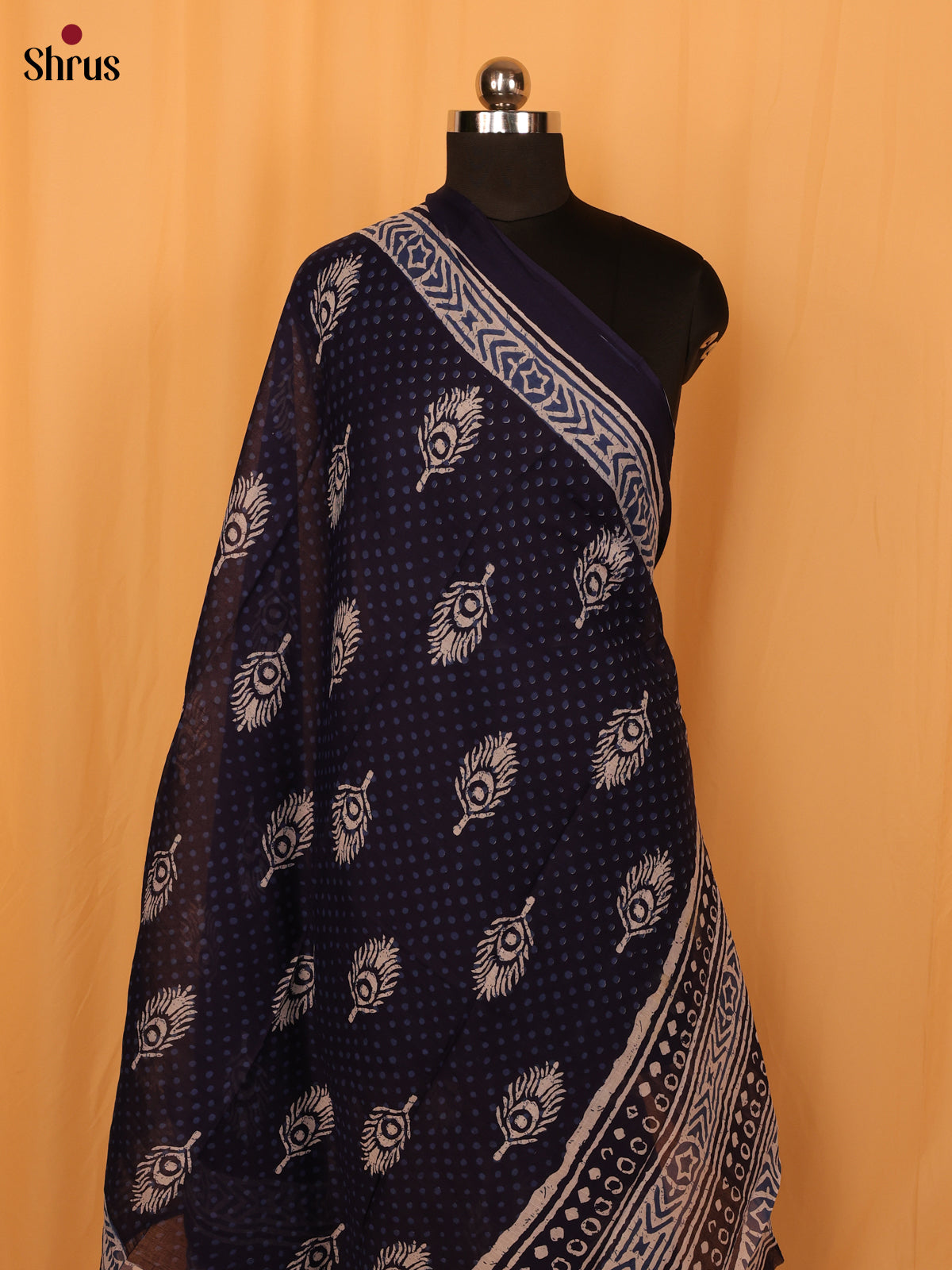 Blue Jaipuri Print Cotton Dupatta -MCL28130