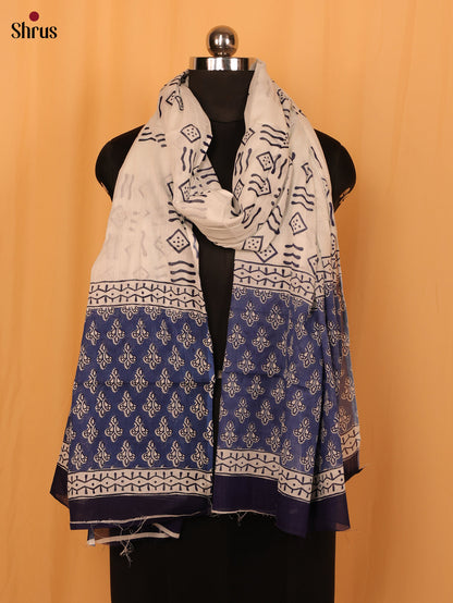 Blue Jaipuri Print Cotton Dupatta - MCL28131