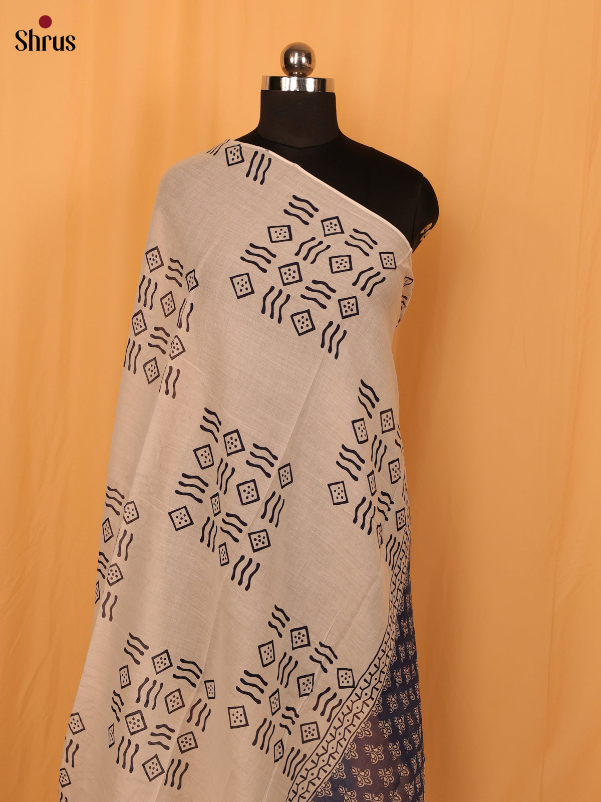 Blue Jaipuri Print Cotton Dupatta - MCL28131