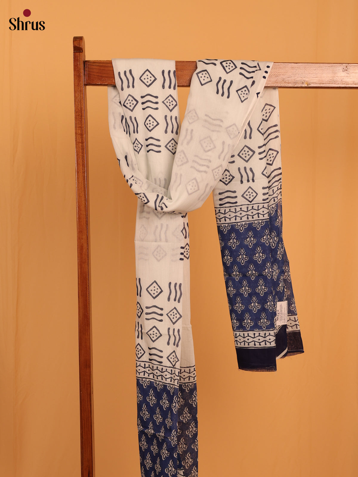 Blue Jaipuri Print Cotton Dupatta - MCL28131