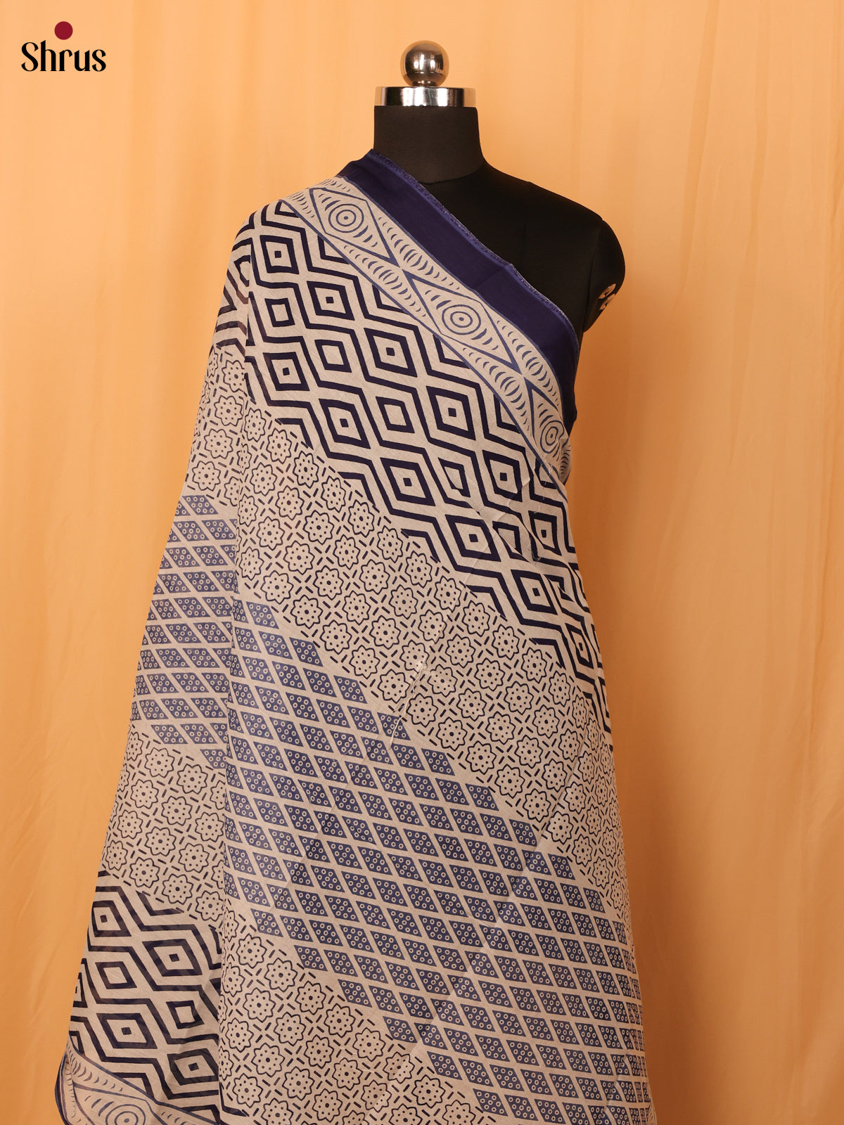 Blue Jaipuri Print Cotton Dupatta - MCL28132