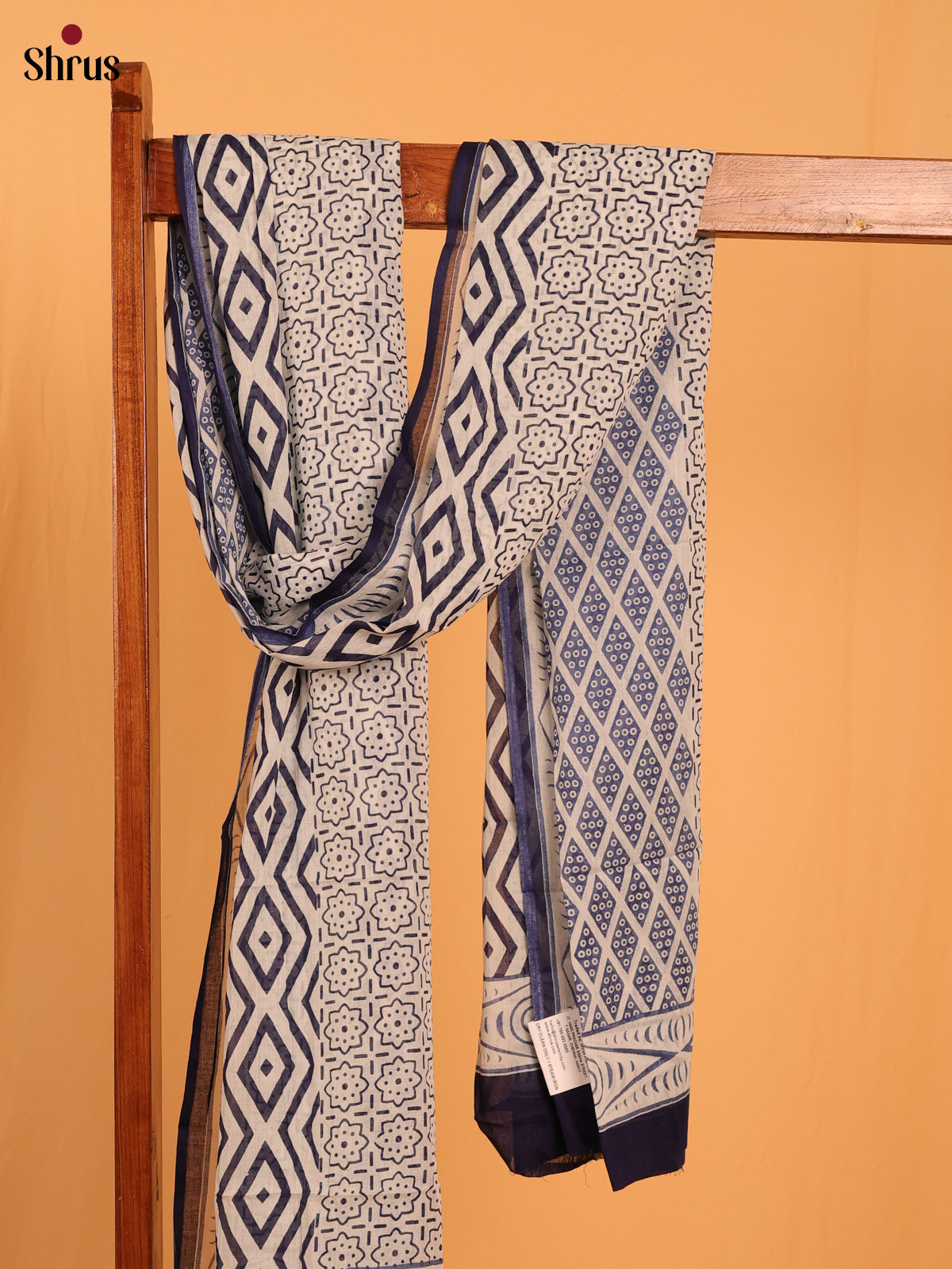 Blue Jaipuri Print Cotton Dupatta - MCL28132