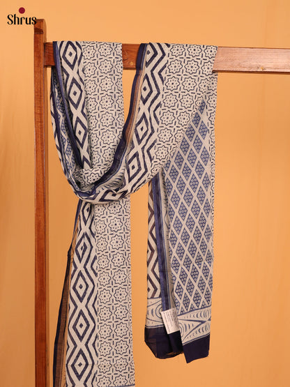 Blue Jaipuri Print Cotton Dupatta - MCL28132