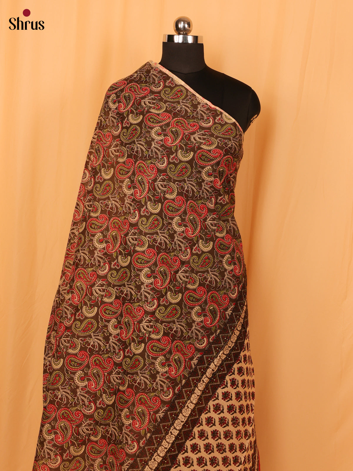 Brown Kalamkari Cotton Dupatta - MCL28134