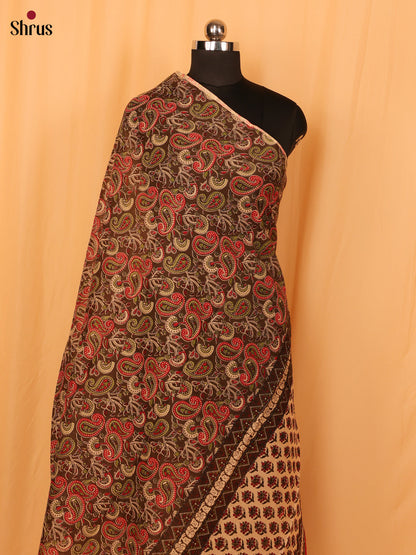 Brown Kalamkari Cotton Dupatta - MCL28134