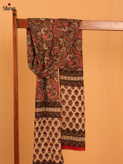 Brown Kalamkari Cotton Dupatta - MCL28134