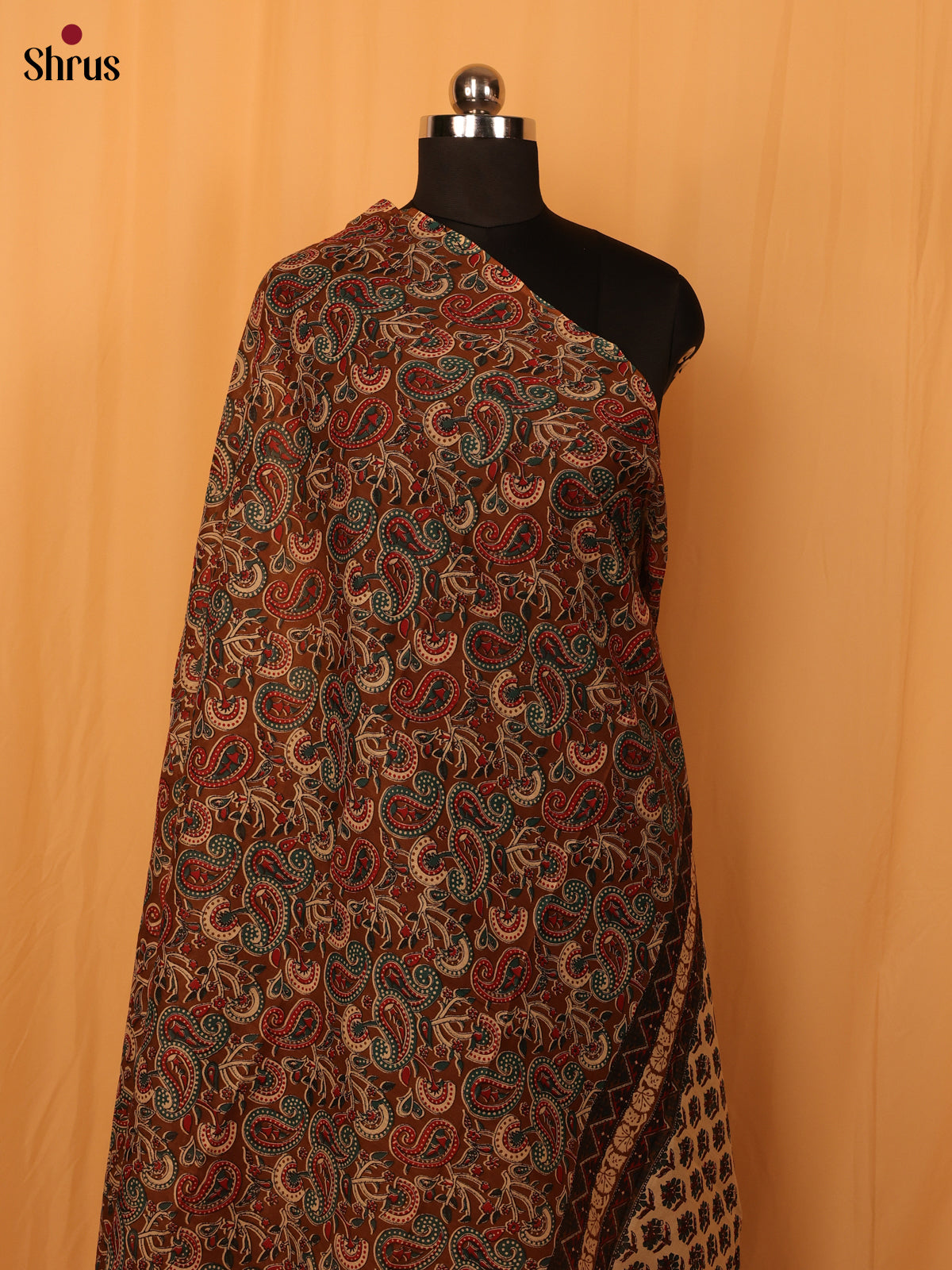 Brown Kalamkari Cotton Dupatta - MCL28135