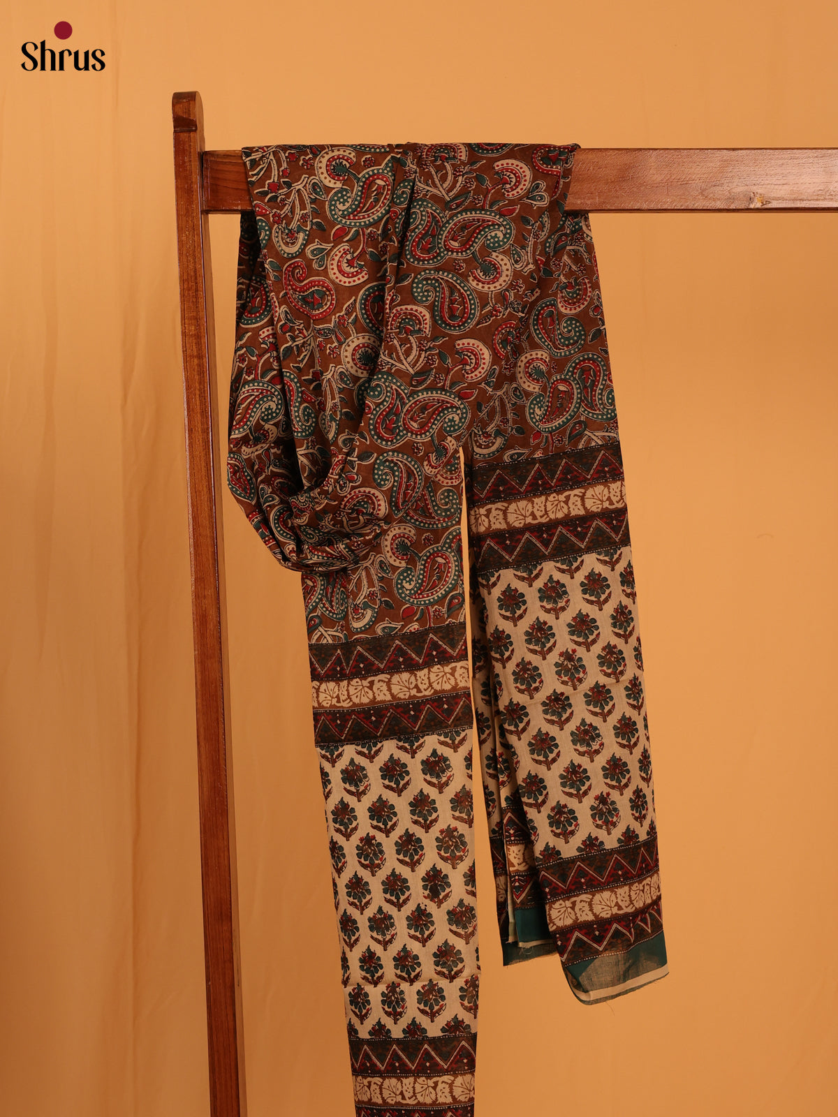 Brown Kalamkari Cotton Dupatta - MCL28135
