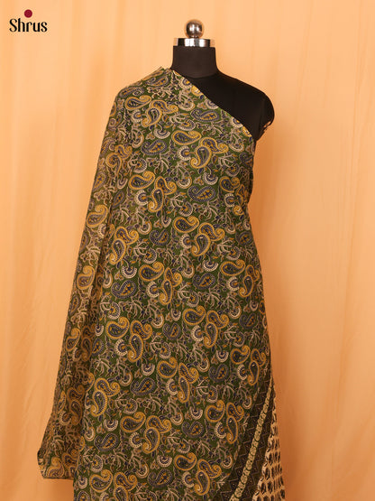 Green Kalamkari Cotton Dupatta - MCL28136