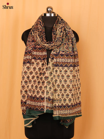 Blue Kalamkari Cotton Dupatta - MCL28138