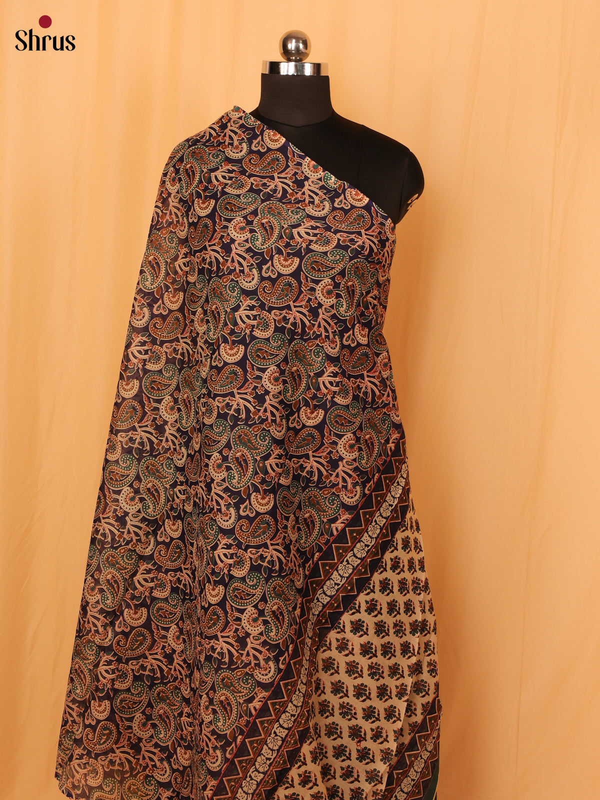 Blue Kalamkari Cotton Dupatta - MCL28138