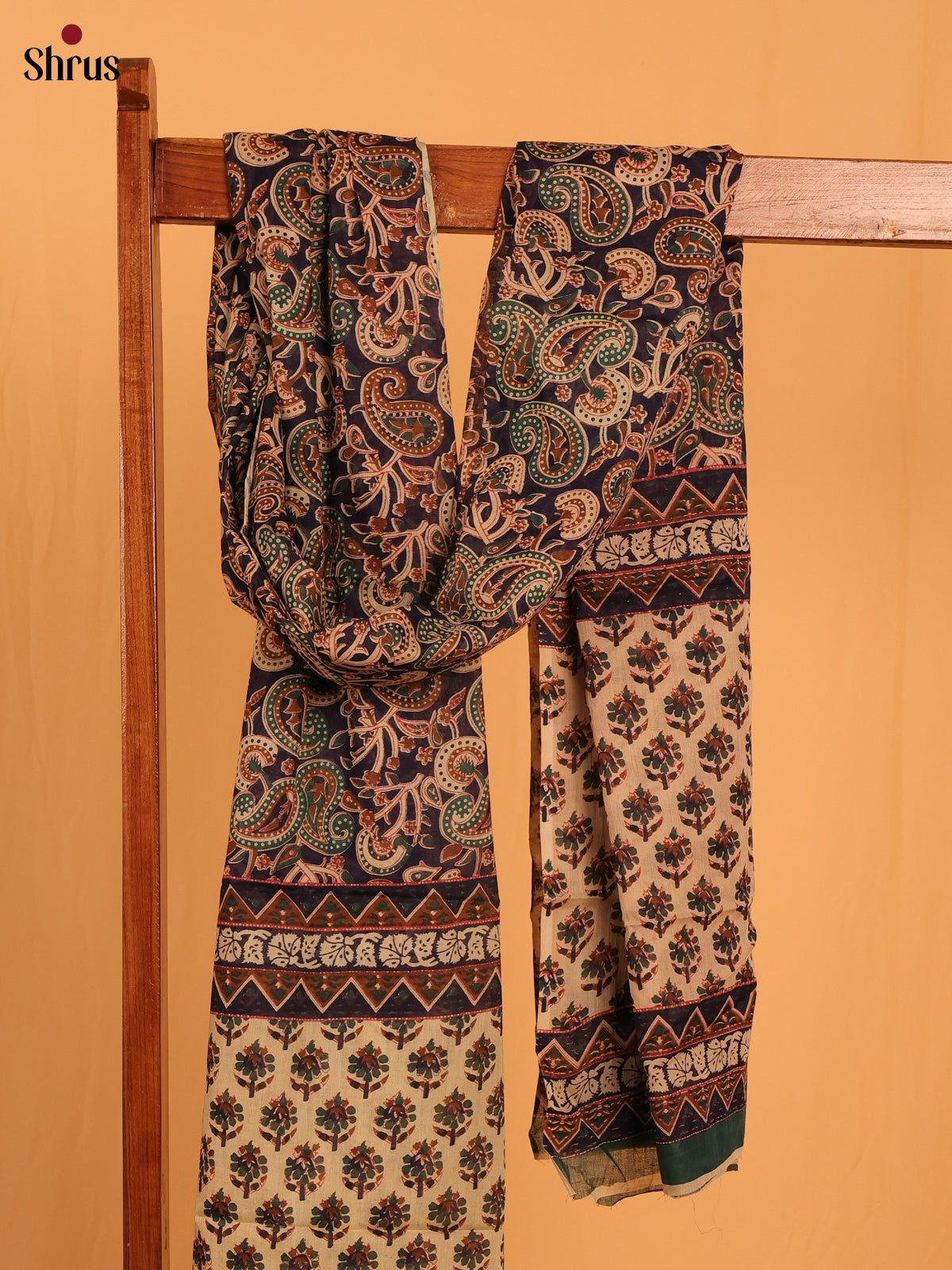 Blue Kalamkari Cotton Dupatta - MCL28138