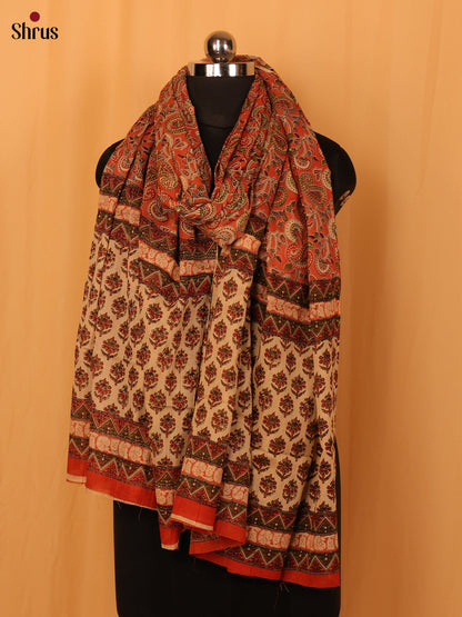 Peach Kalamkari Cotton Dupatta