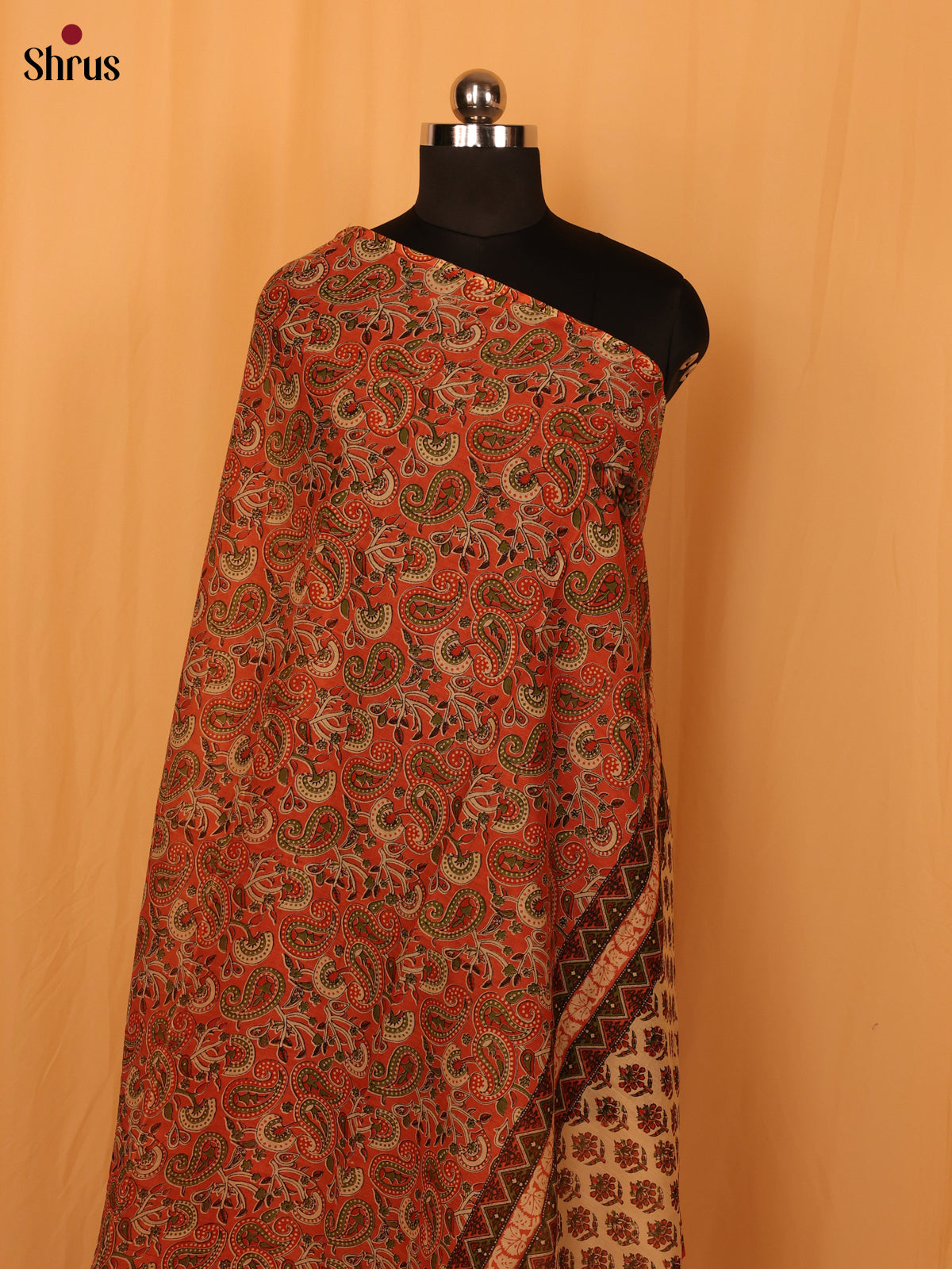 Peach Kalamkari Cotton Dupatta