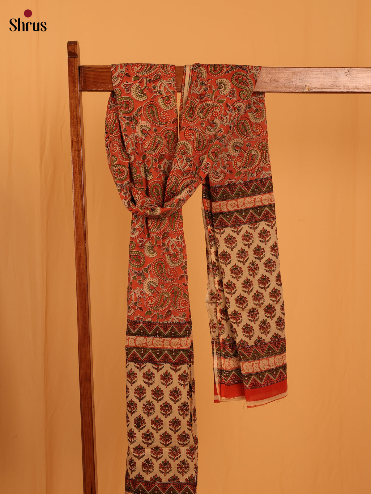 Peach Kalamkari Cotton Dupatta