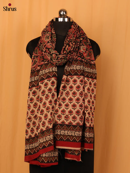 Black Kalamkari Cotton Dupatta - MCL28140