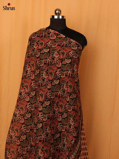 Black Kalamkari Cotton Dupatta - MCL28140 - Shop on Shrus.com
