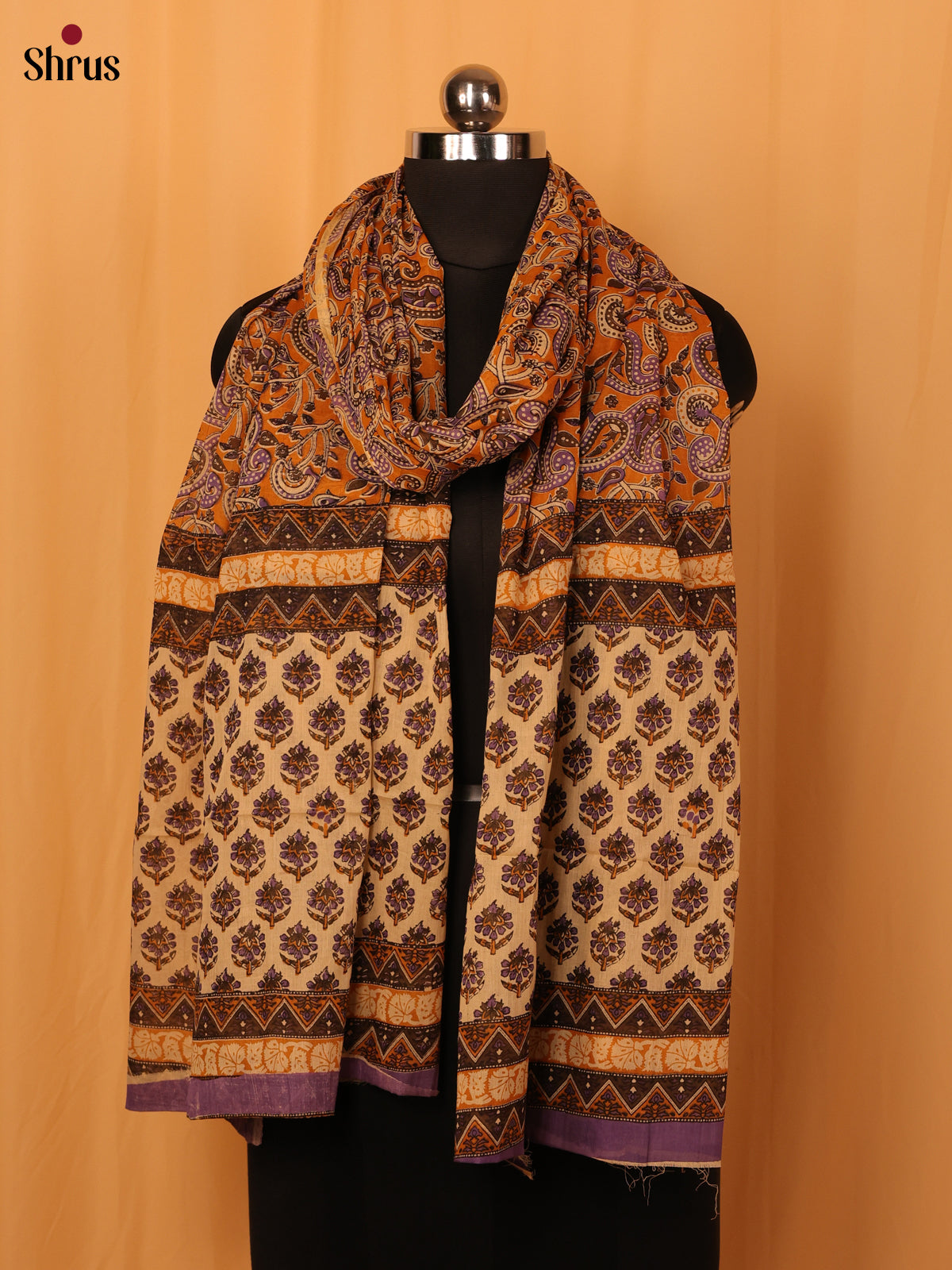 Yellow Kalamkari Cotton Dupatta - MCL28141