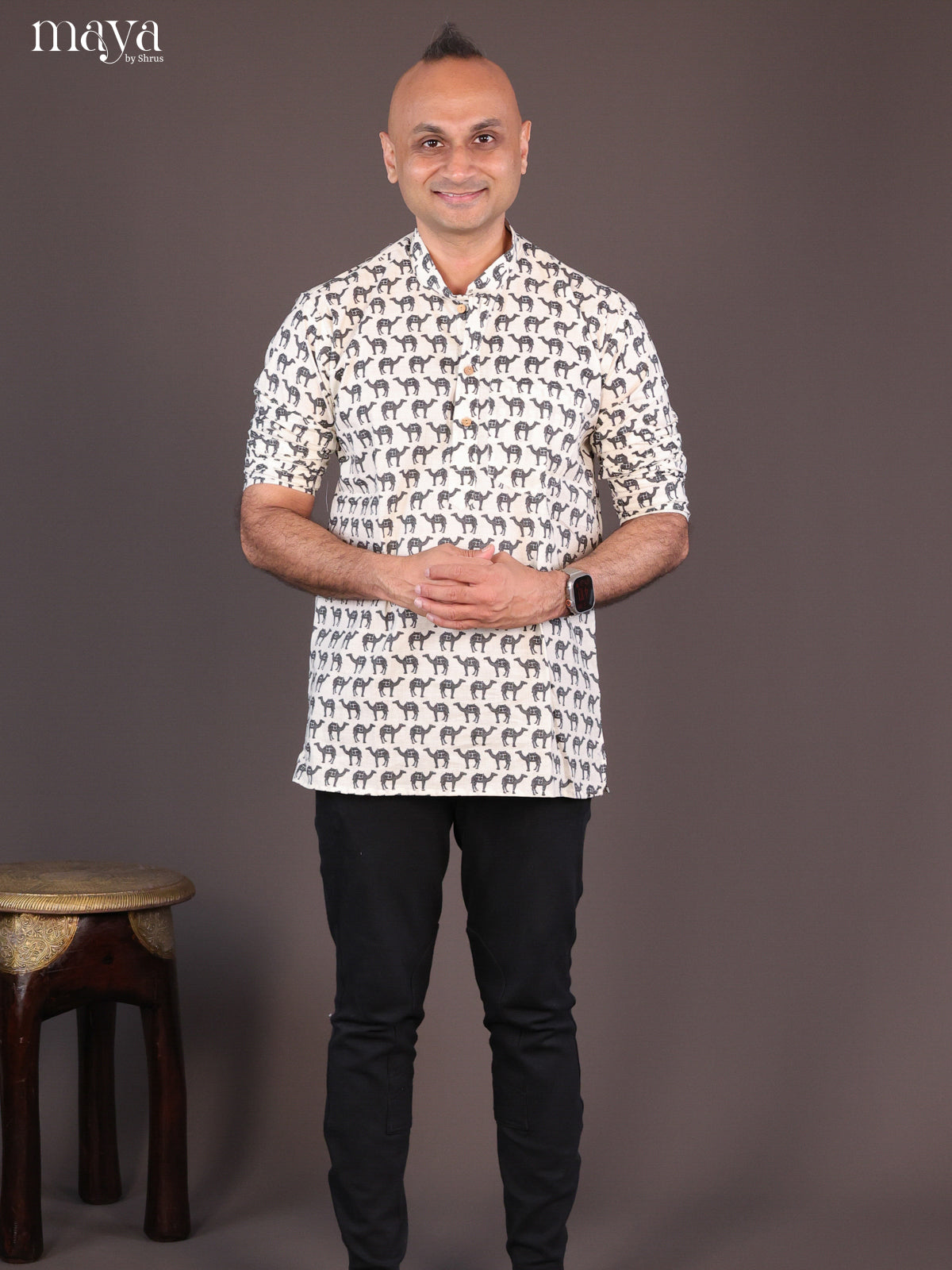 White & Grey - Readymade Men Kurta