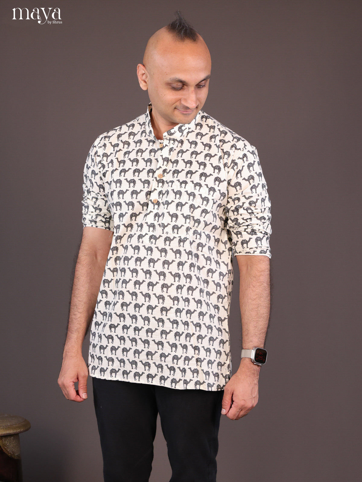 White & Grey - Readymade Men Kurta