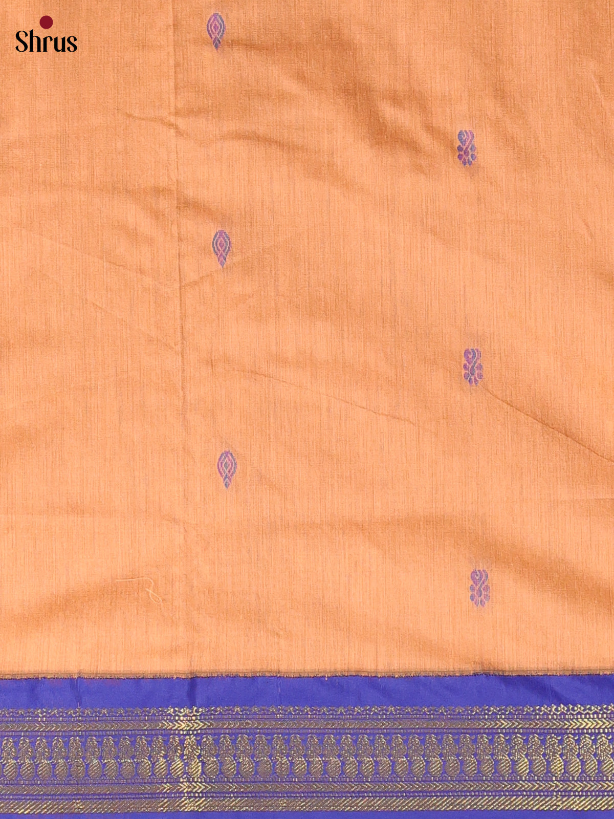 Peach with Blue - Kalyani Cotton unstitched Top & Dupatta- MDA10002