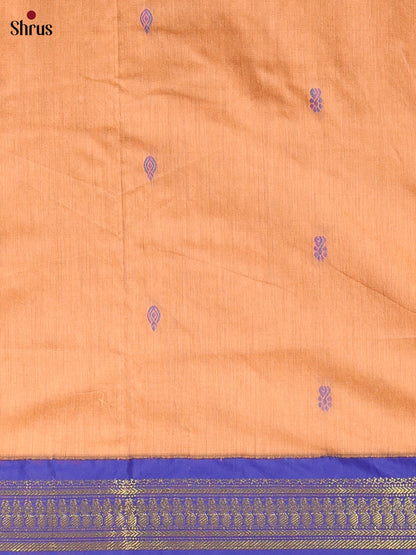 Peach with Blue - Kalyani Cotton unstitched Top & Dupatta- MDA10002