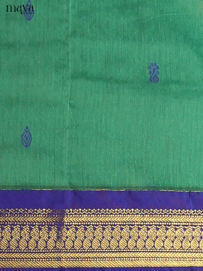 Teal Green & Blue Kalyani Cotton Unstitched Top & Dupatta - MDA10004