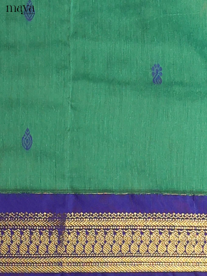 Teal Green & Blue Kalyani Cotton Unstitched Top & Dupatta - MDA10004