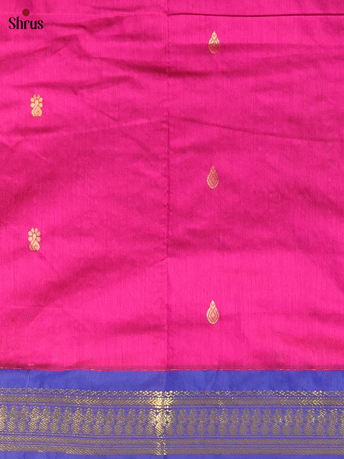 Majenta Pink & Blue   - Kalyani Cotton unstitched Top & Dupatta- MDA10005