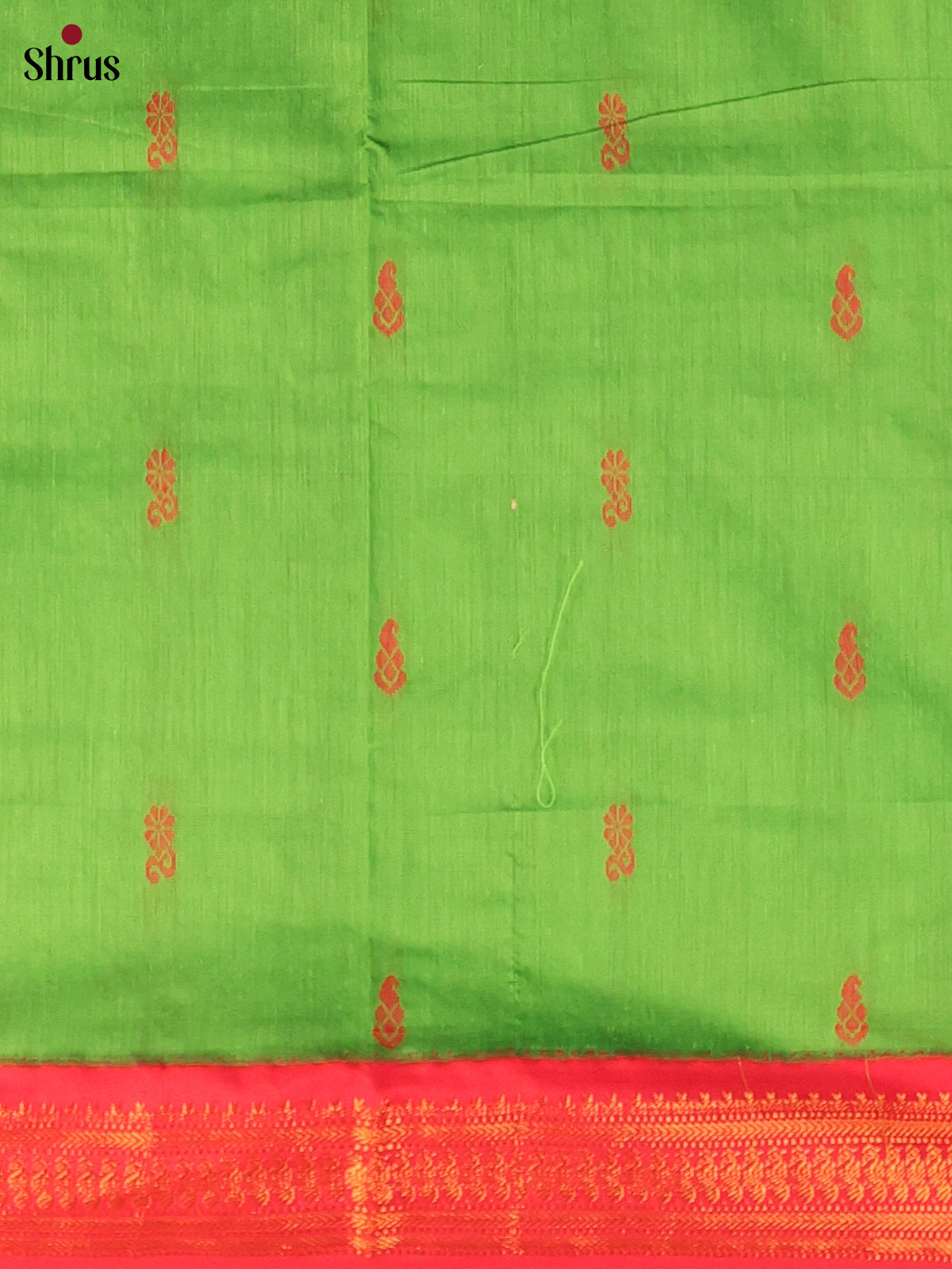 Green & Red - Kalyani Cotton Unstitched Top & Dupatta - MDA10006