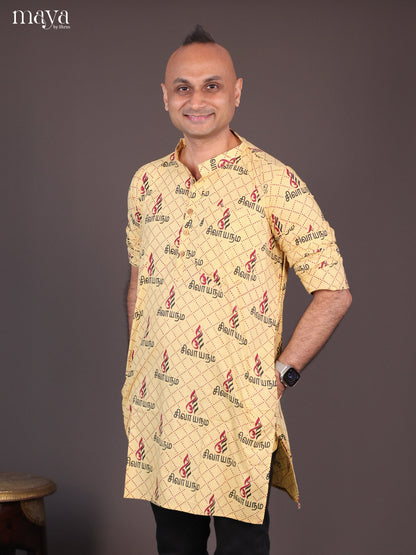 Sandal Cotton Divine Print Short Men Kurta