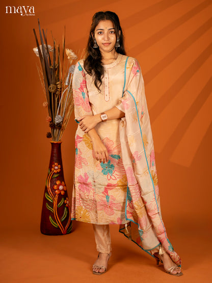Embroidered Semi Georgette Sandal 3Pc Salwar Suit- Top, Bottom & Dupatta