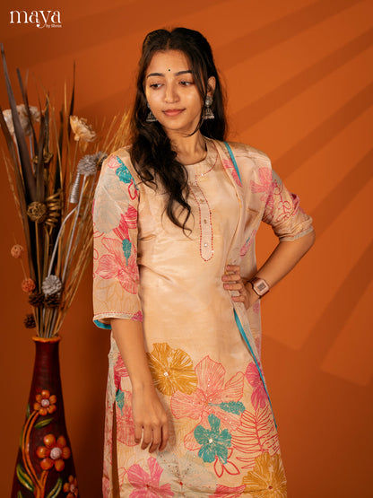 Embroidered Semi Georgette Sandal 3Pc Salwar Suit- Top, Bottom & Dupatta