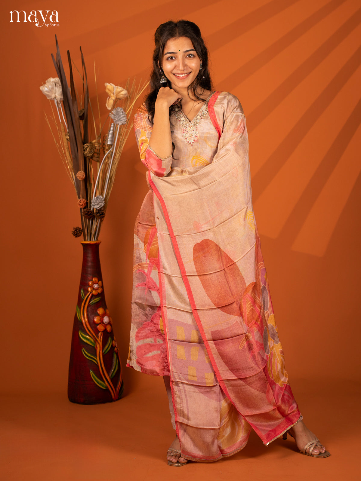 Embroidered Rayon 3Pc Purple Salwar Suit- Top, Bottom & Dupatta