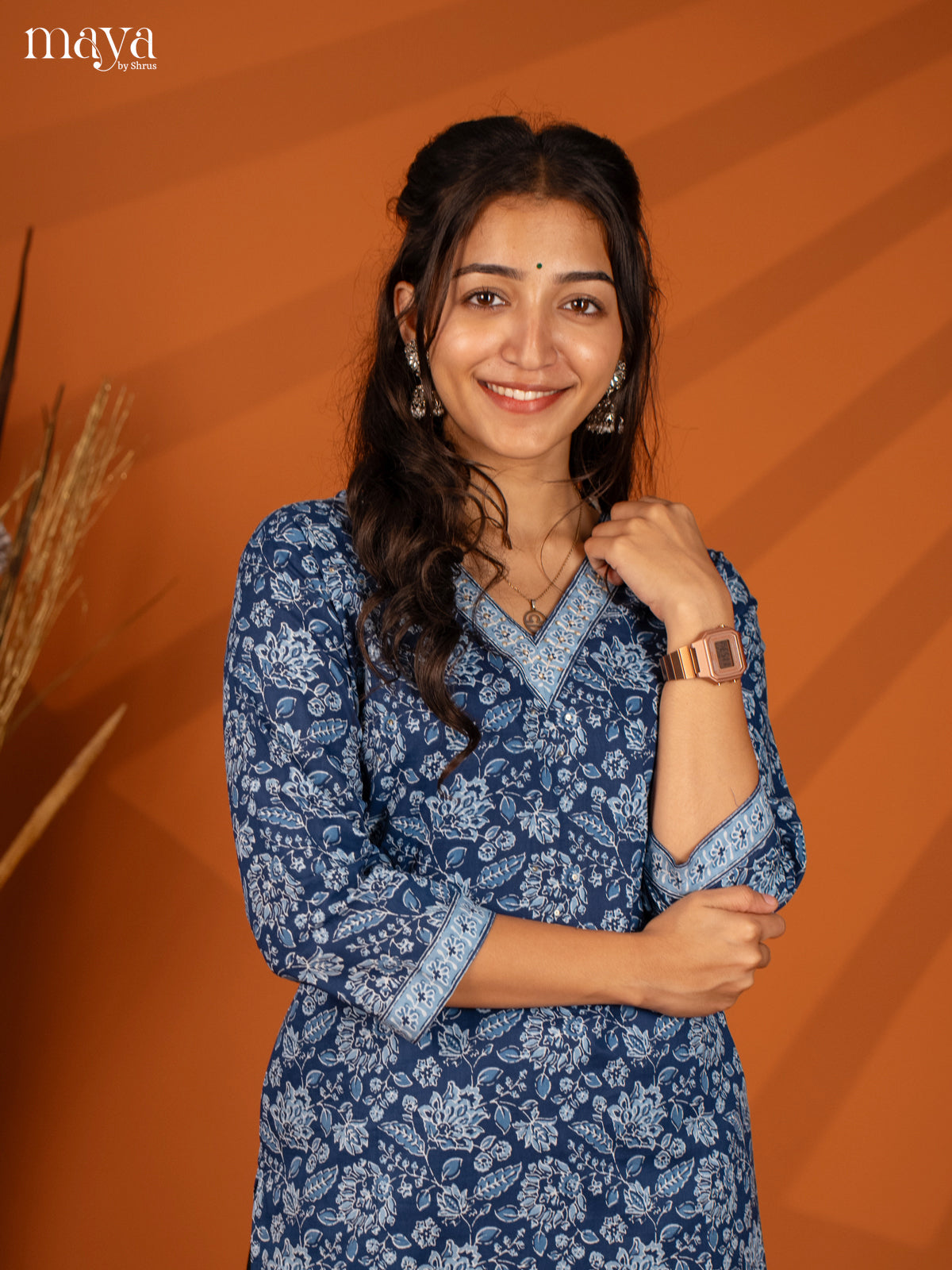 Blue Ajrakh Printed Cotton Kurti