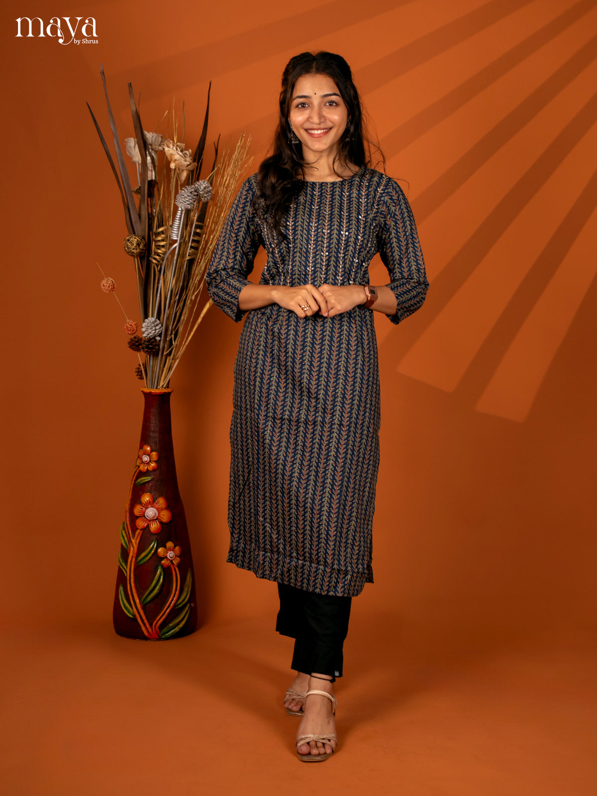 Blue Block Printed Cotton Kurti