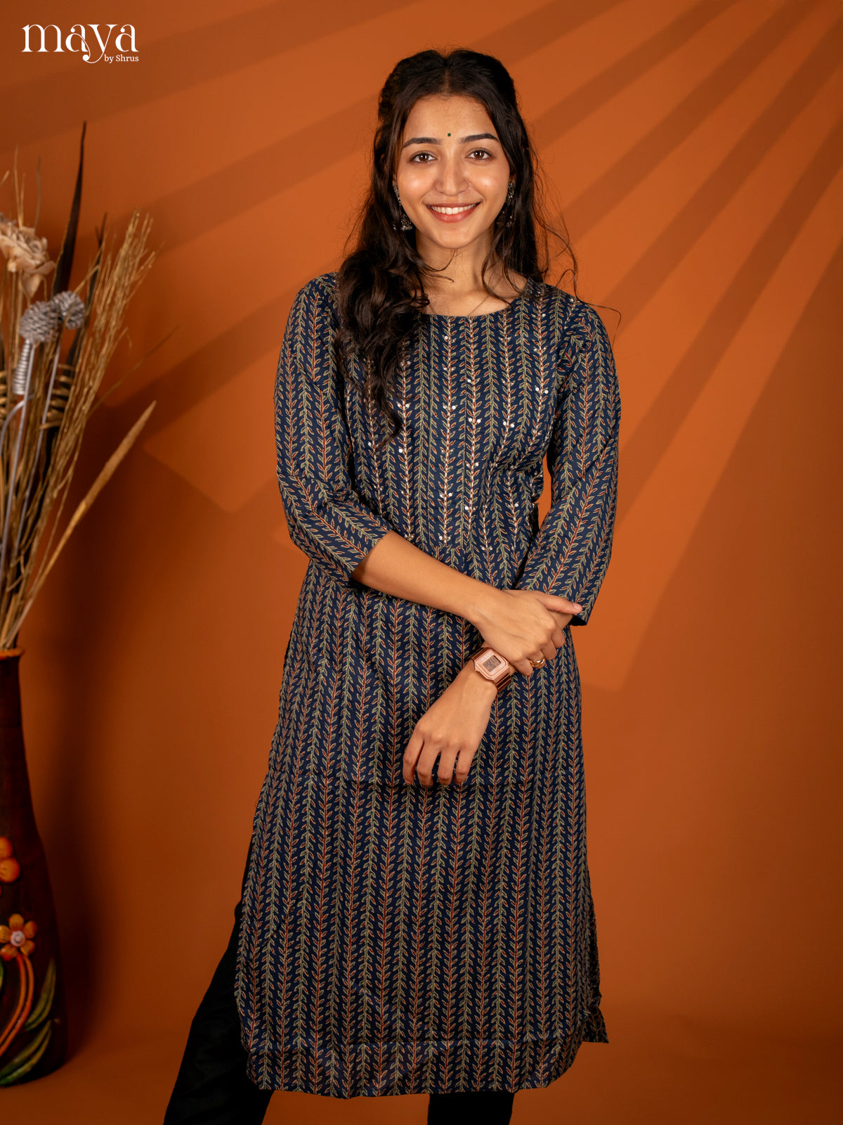 Blue Block Printed Cotton Kurti