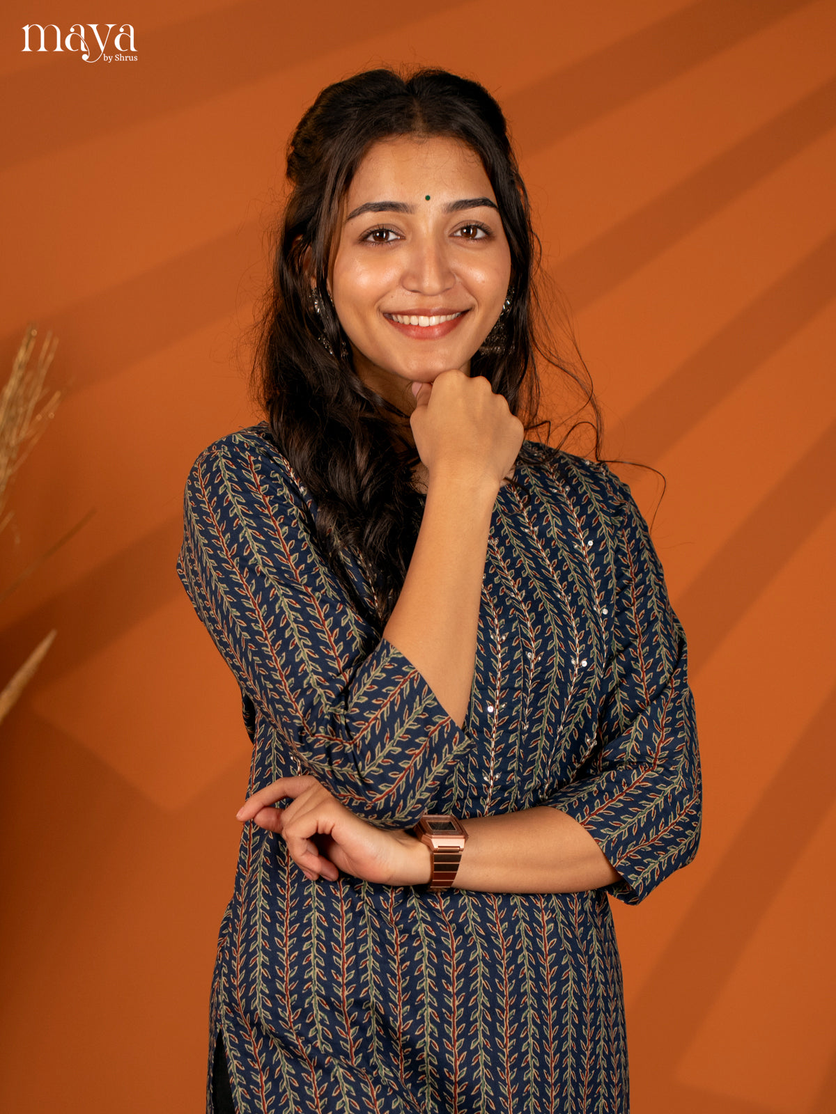 Blue Block Printed Cotton Kurti