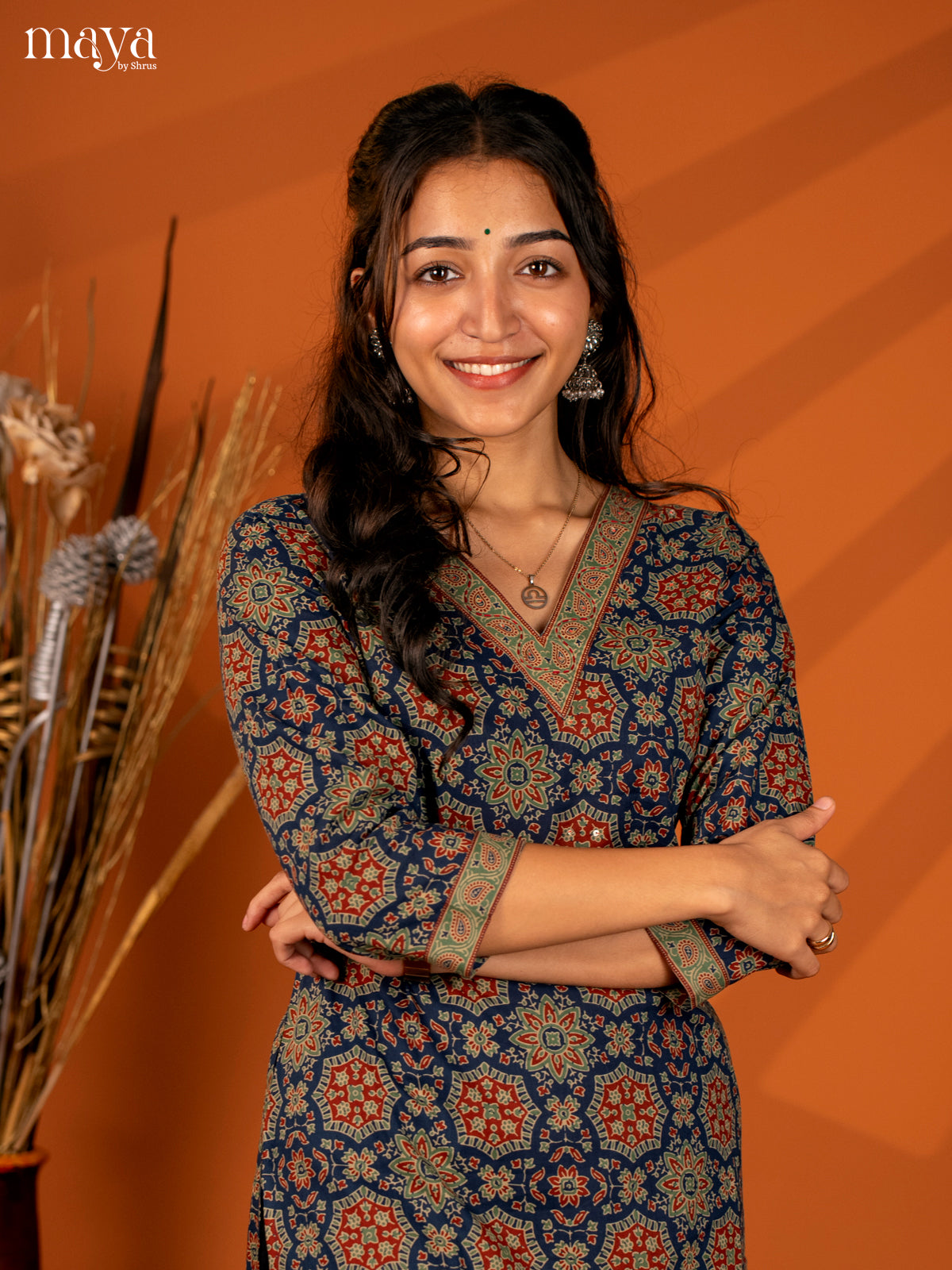 Blue Block Printed Cotton Kurti