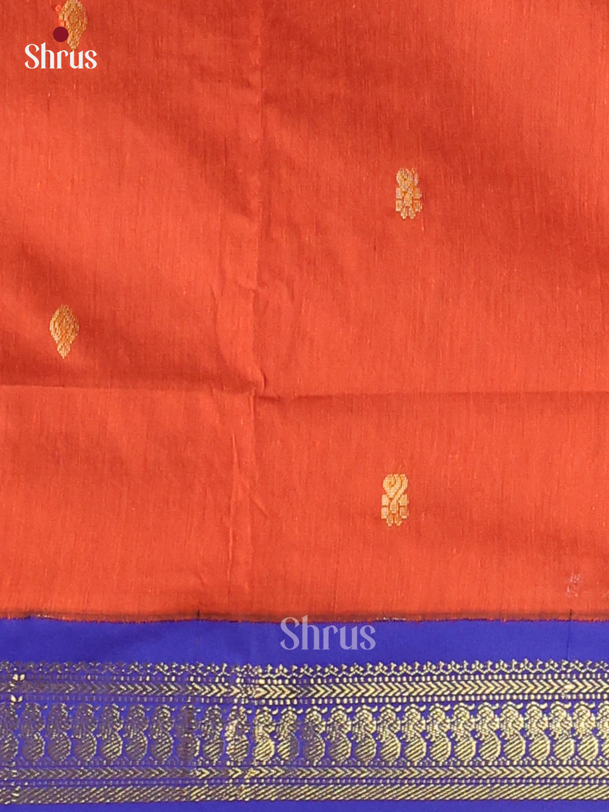 Orange & Blue - Kalyani Cotton Unstitched Top & Dupatta - MDA22004