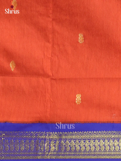 Orange & Blue - Kalyani Cotton Unstitched Top & Dupatta - MDA22004