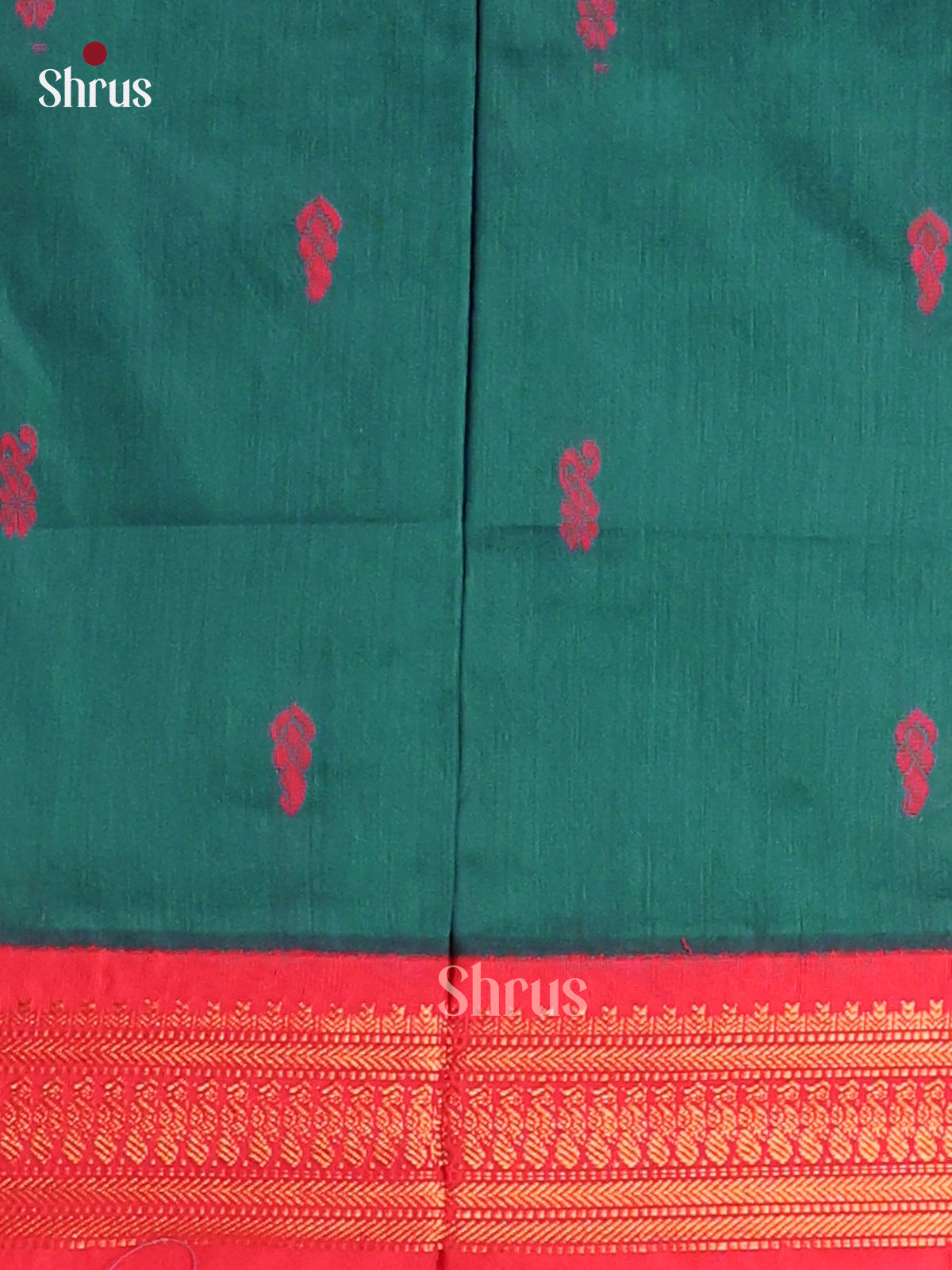 Green & Red Kalyani Cotton Unstitched Top & Dupatta- MDA22006