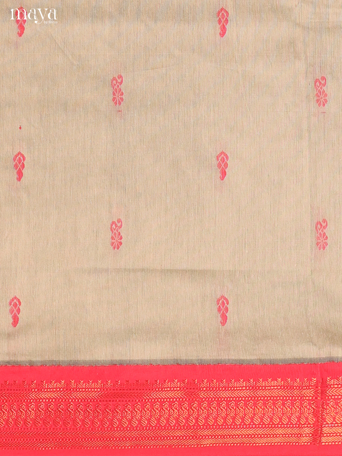 Grey & Maroon Kalyani Cotton Unstitched Top & Dupatta- MDA22007