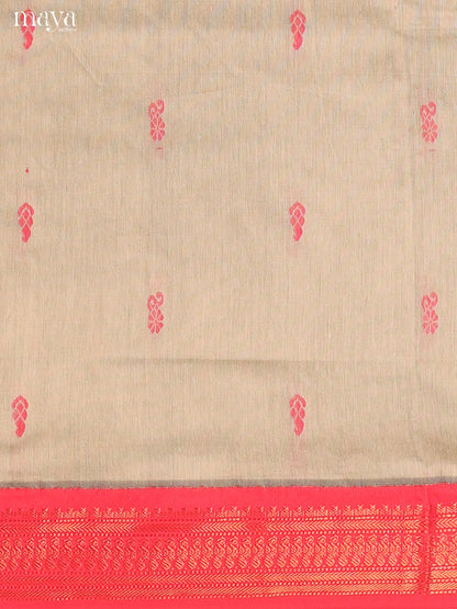 Grey & Maroon Kalyani Cotton Unstitched Top & Dupatta- MDA22007