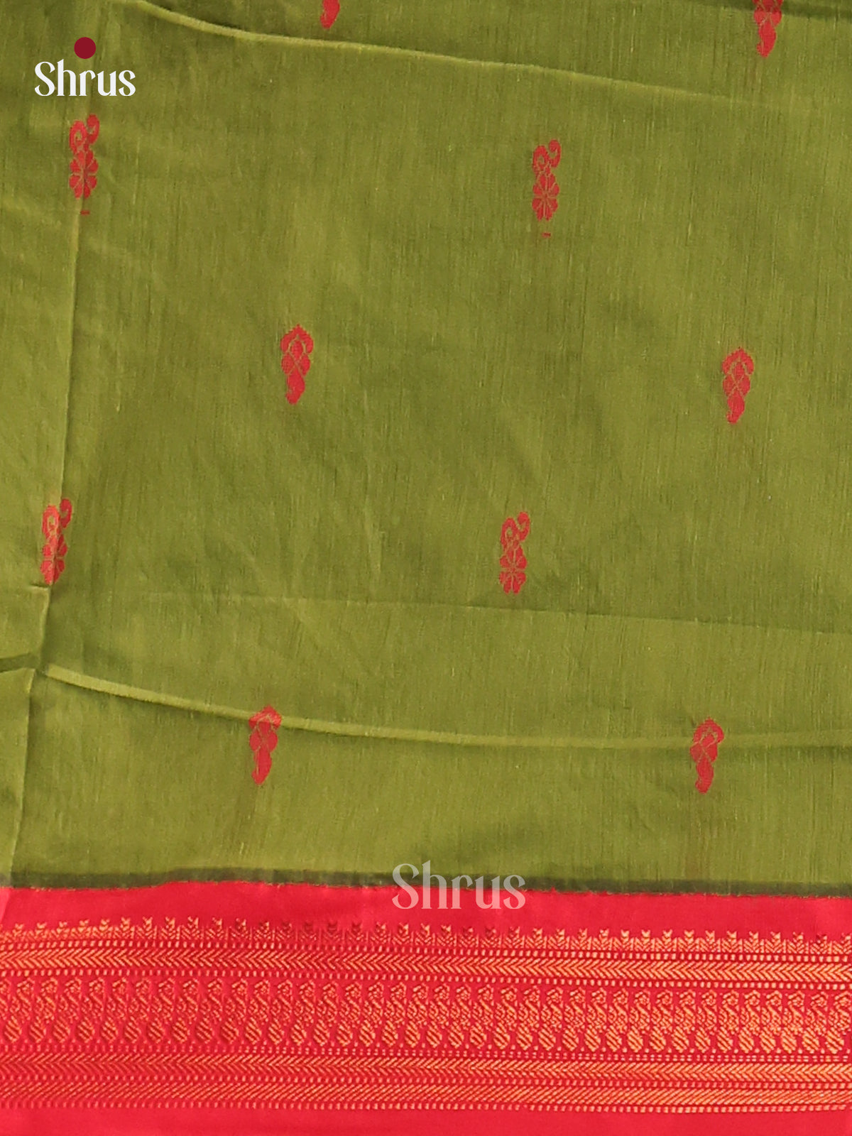 Green & Maroon Kalyani Cotton Unstitched Top & Dupatta- MDA22010