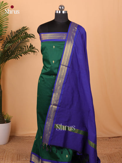 Green & Blue Kalyani Cotton Unstitched Top & Dupatta- MDA22011