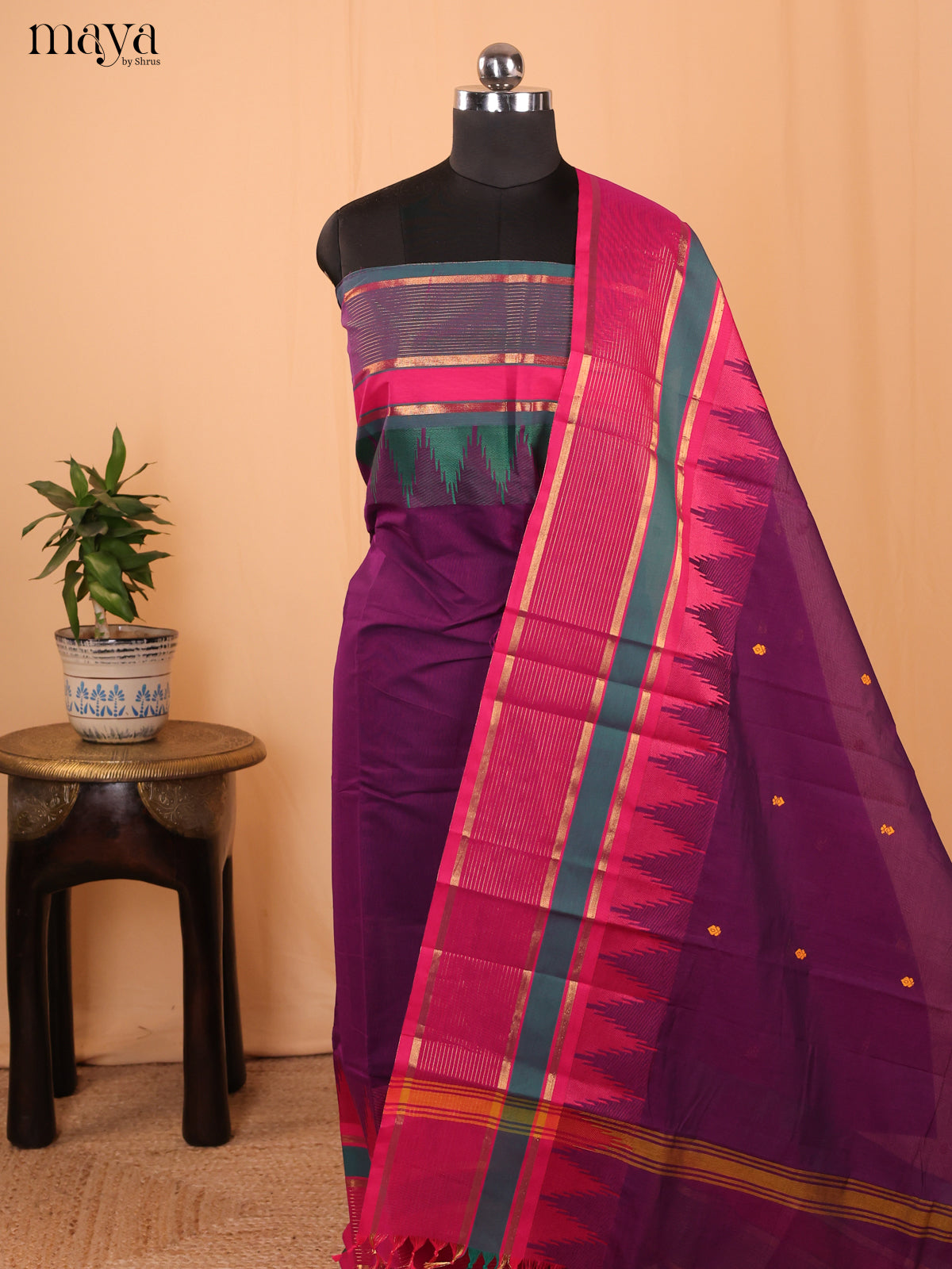 Violet & Pink - chettinad top & dupatta combo