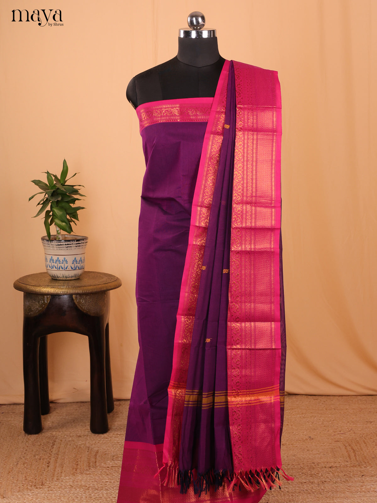 Violet & Pink - chettinad top & dupatta combo