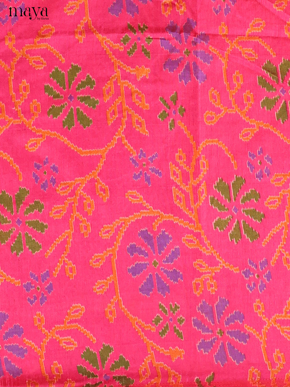Pink & Purple Semi Patola Unstitched Top, Bottom & Dupatta -MDB04001
